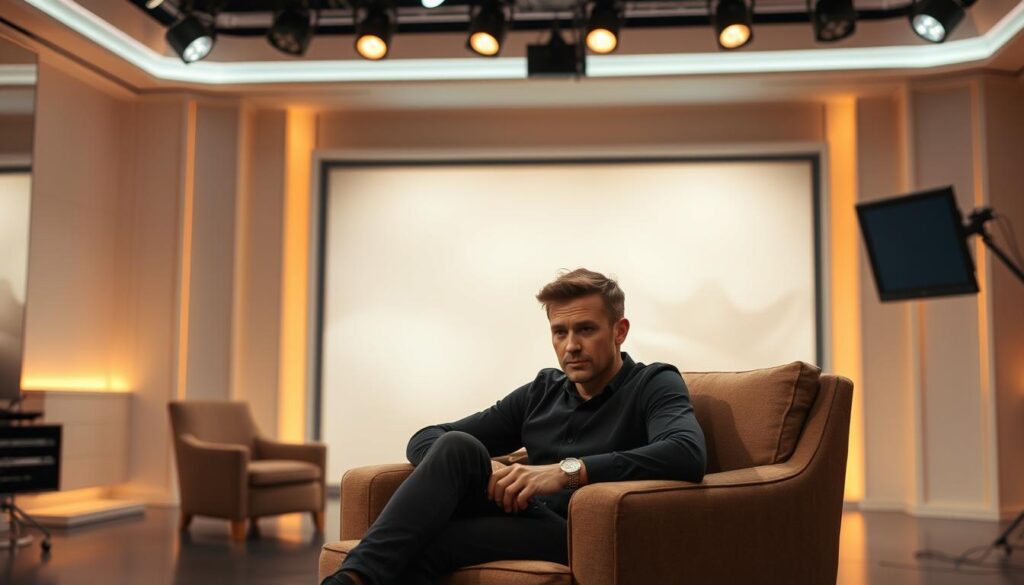 A sleek, modern TV studio with a minimalist, polished aesthetic. The foreground features a plush, comfortable armchair where a reality TV cast member sits, leaning forward with a pensive, vulnerable expression, ready to share their candid, unscripted thoughts. Soft, warm lighting from overhead creates a cozy, intimate atmosphere, while the middle ground showcases a clean, elegant backdrop with a subtle pattern or texture, drawing the viewer's focus to the central subject. The background maintains a subtle, out-of-focus blur, hinting at the larger production environment without distracting from the cast member's captivating reveal. The overall mood is one of raw honesty, vulnerability, and the magic of a truly compelling reality TV moment. A sleek, modern TV studio with a minimalist, polished aesthetic. The foreground features a plush, comfortable armchair where a reality TV cast member sits, leaning forward with a pensive, vulnerable expression, ready to share their candid, unscripted thoughts. Soft, warm lighting from overhead creates a cozy, intimate atmosphere, while the middle ground showcases a clean, elegant backdrop with a subtle pattern or texture, drawing the viewer's focus to the central subject. The background maintains a subtle, out-of-focus blur, hinting at the larger production environment without distracting from the cast member's captivating reveal. The overall mood is one of raw honesty, vulnerability, and the magic of a truly compelling reality TV moment.