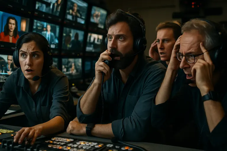 Unscripted production crew filming a creator in a kitchen studio