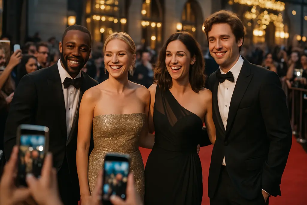 Emmy Awards Streaming shown through a home TV setup with viewers preparing for a live event