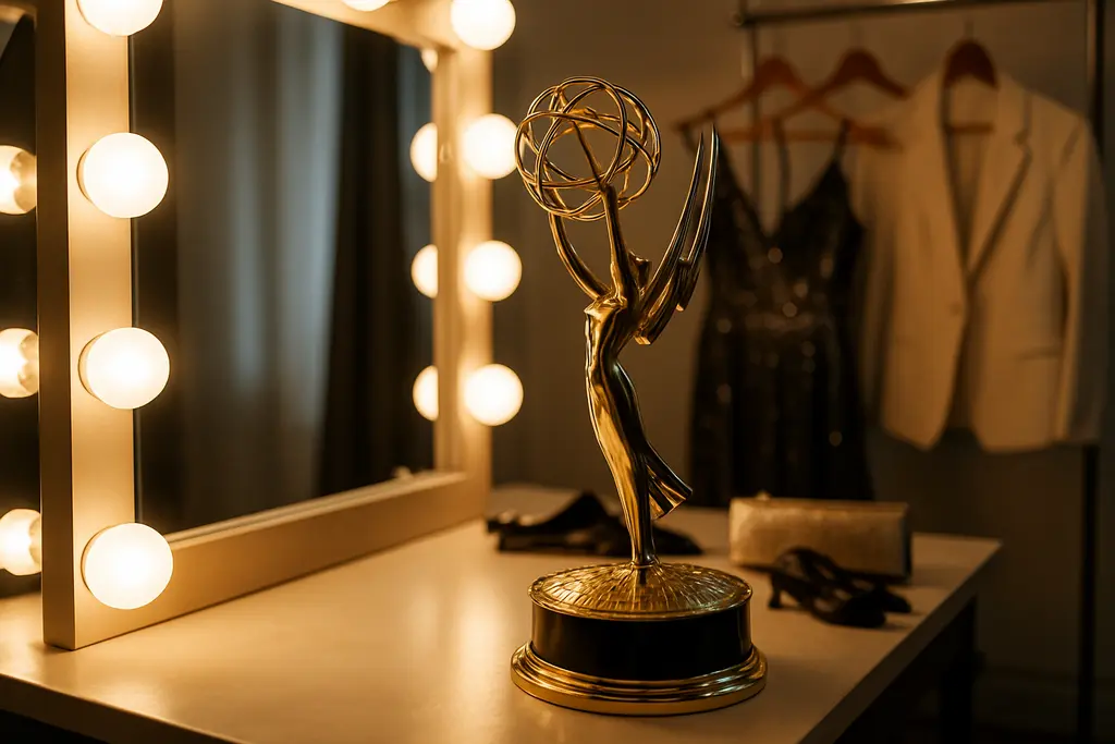 Emmy Awards Streaming shown through a home TV setup with viewers watching a live ceremony