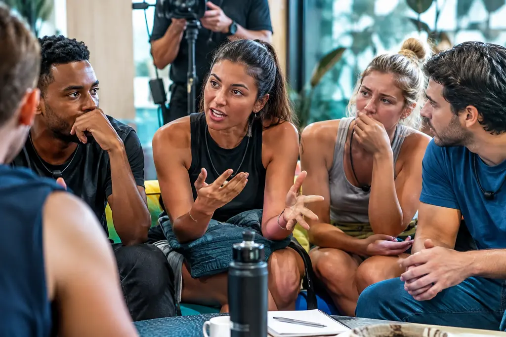 Reality show renewals data shown beside viewers watching unscripted TV at home